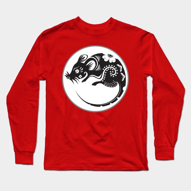 Year Of The Rat Papercut Art Shirt Long Sleeve T-Shirt by WorldMusicGal